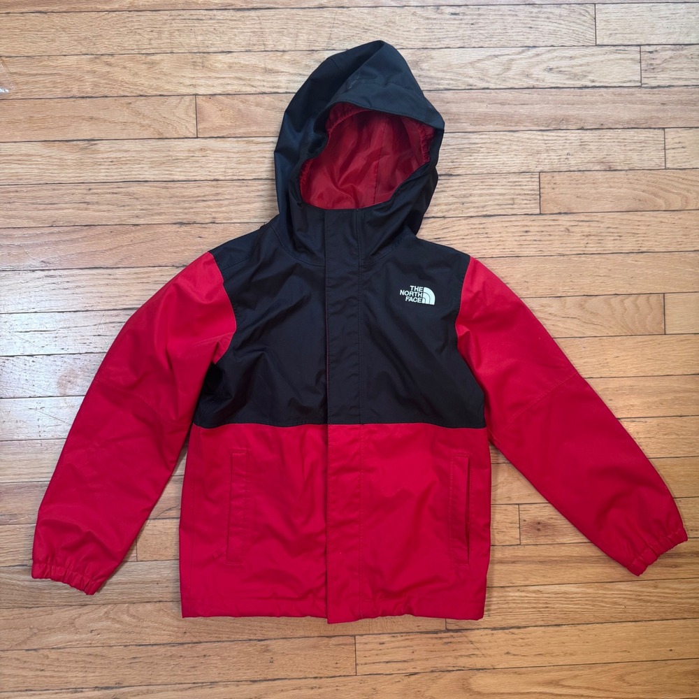 The North Face Kids Red Black Colorblock Resolve Rain Jacket Youth Small 7/8